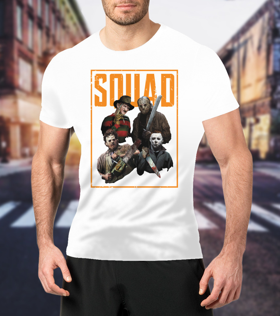 Squad Featuring Iconic Horror Characters In T-Shirt