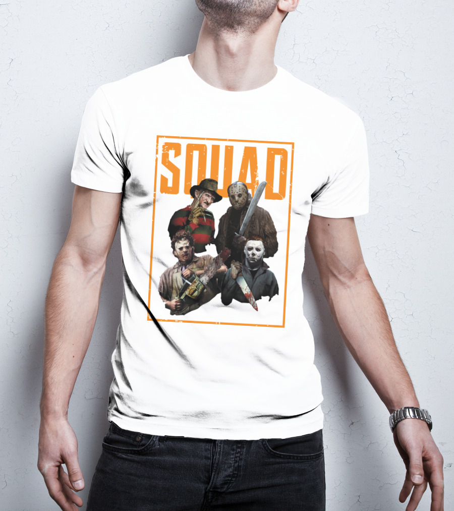 Squad Featuring Iconic Horror Characters In T-Shirt