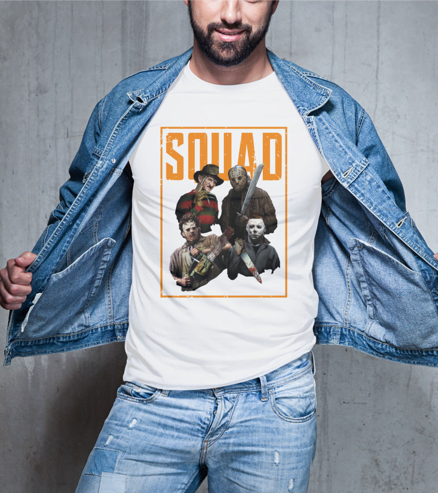 Squad Featuring Iconic Horror Characters In T-Shirt