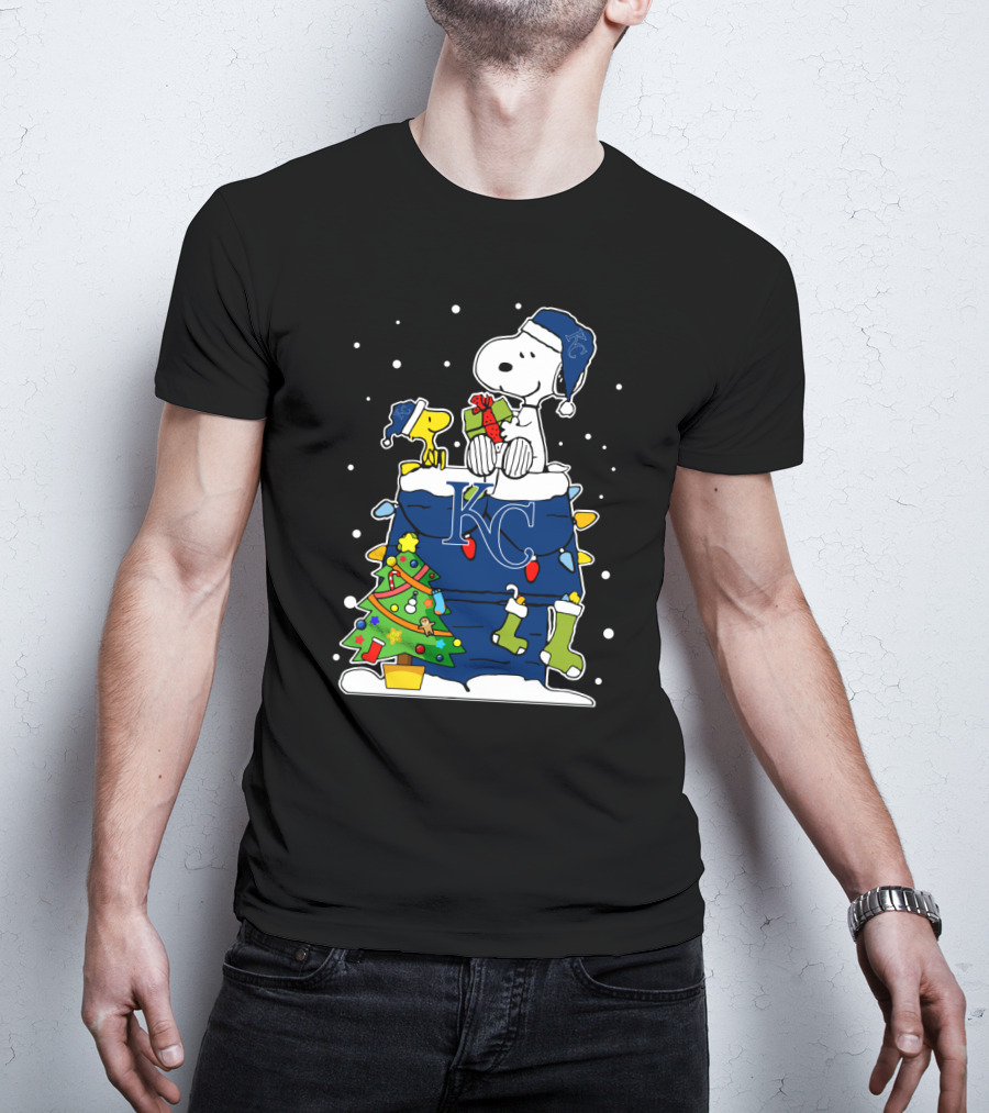 Kansas City Royals Snoopy Christmas Celebration With Holiday Decorations T-Shirt