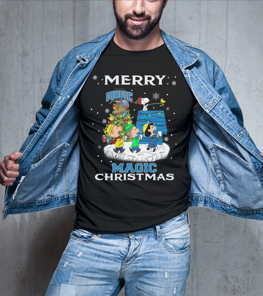 Merry Orlando Magic Christmas Snoopy And Friends Holiday Fun T-Shirt