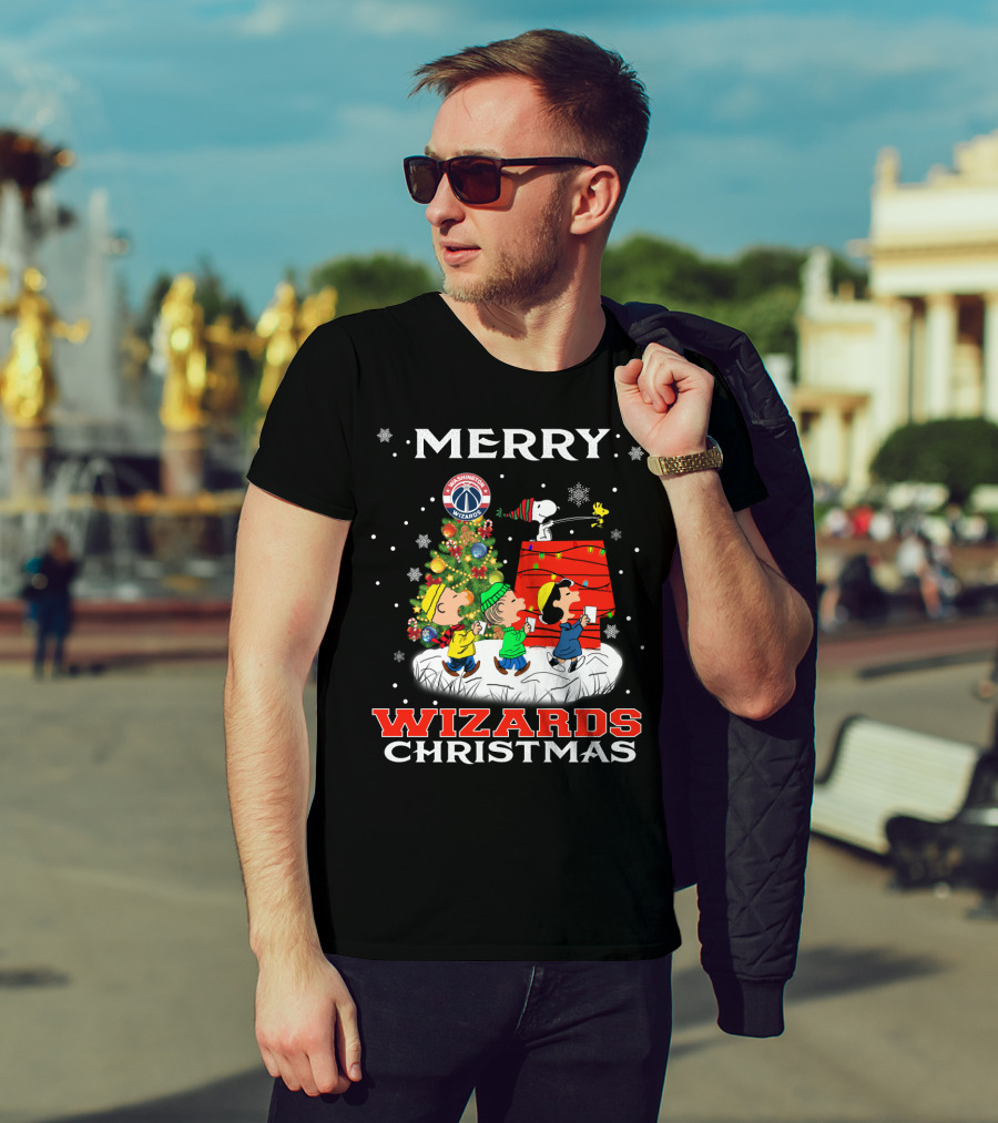 Merry Washington Wizards Christmas Snoopy Peanuts Holiday Celebration T-Shirt