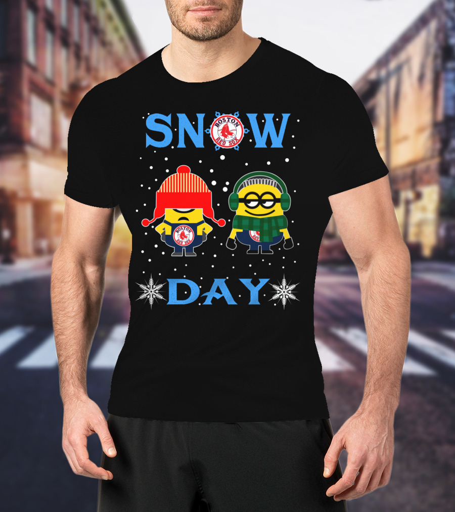 Snow Day Boston Red Sox Minion Fans Winter Fun T-Shirt