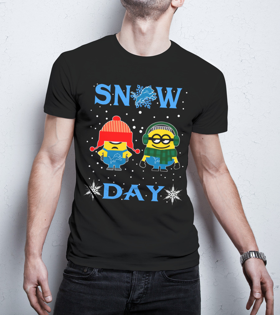 Snow Day Detroit Lions Minions Fans Winter Fun T-Shirt