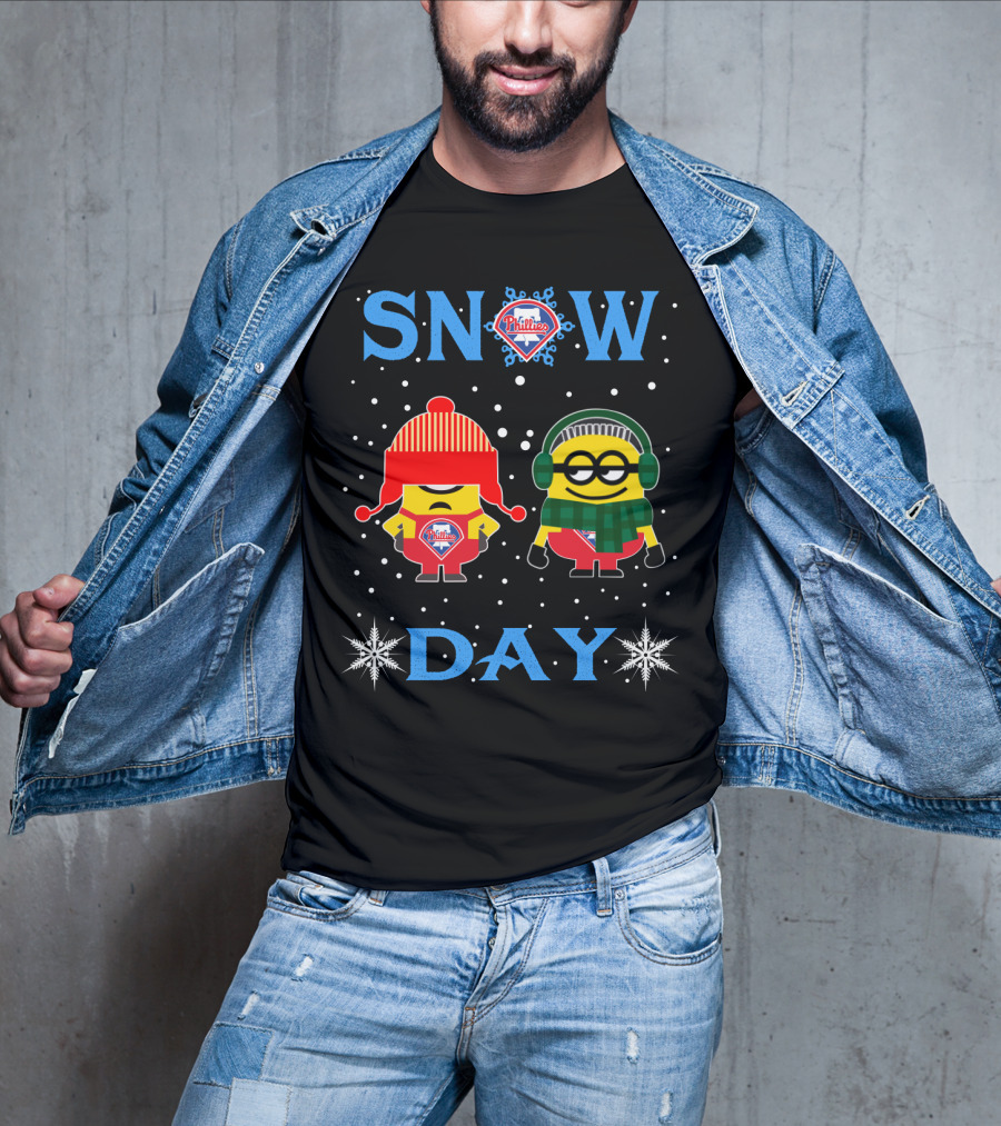 Philadelphia Phillies Snow Day Minions Winter Fun T-Shirt