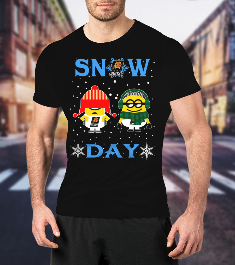 Snow Day With Phoenix Suns Fans And Minions Dressed For Winter T-Shirt