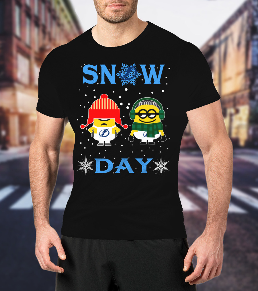 Snow Day Tampa Bay Lightning Minion Winter Fun T-Shirt