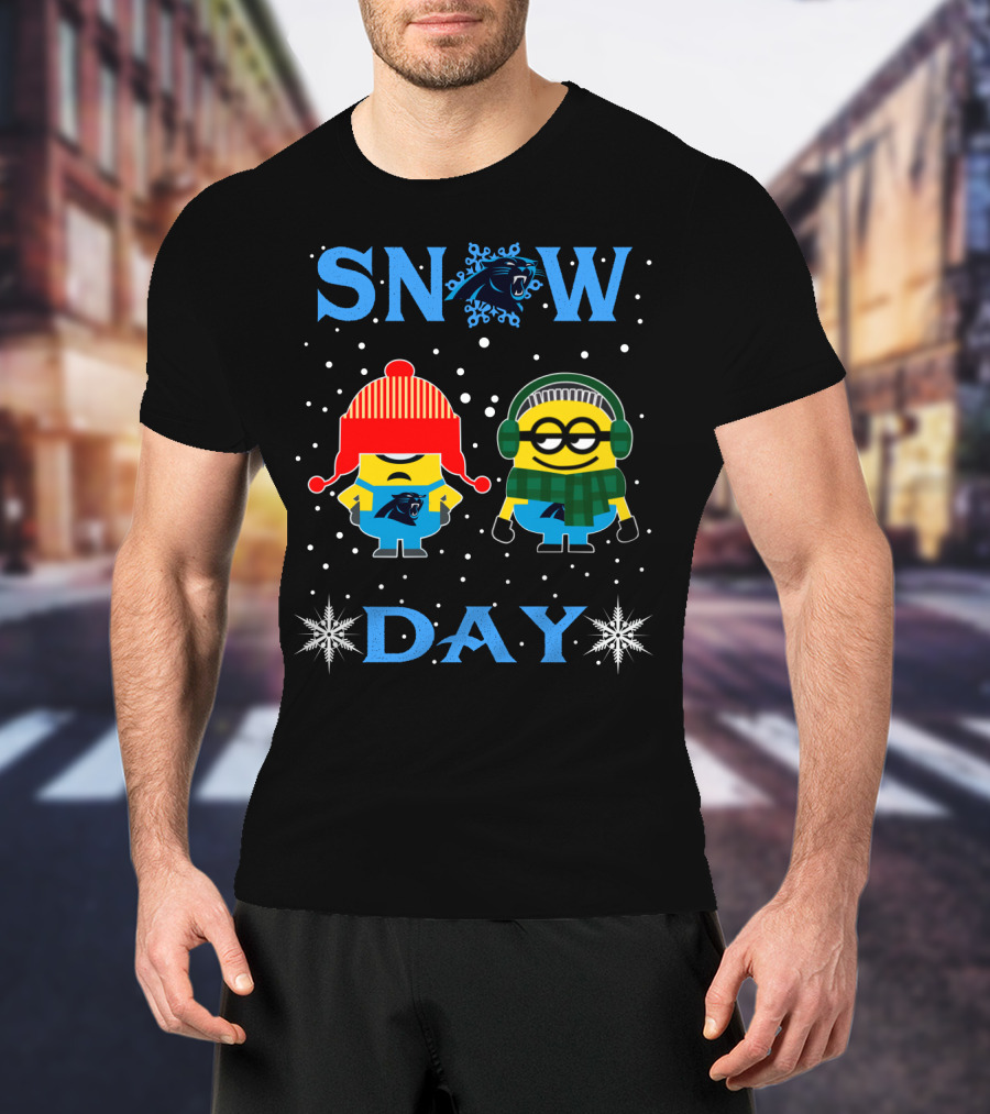 Carolina Panthers Snow Day Minions Winter Fun T-Shirt