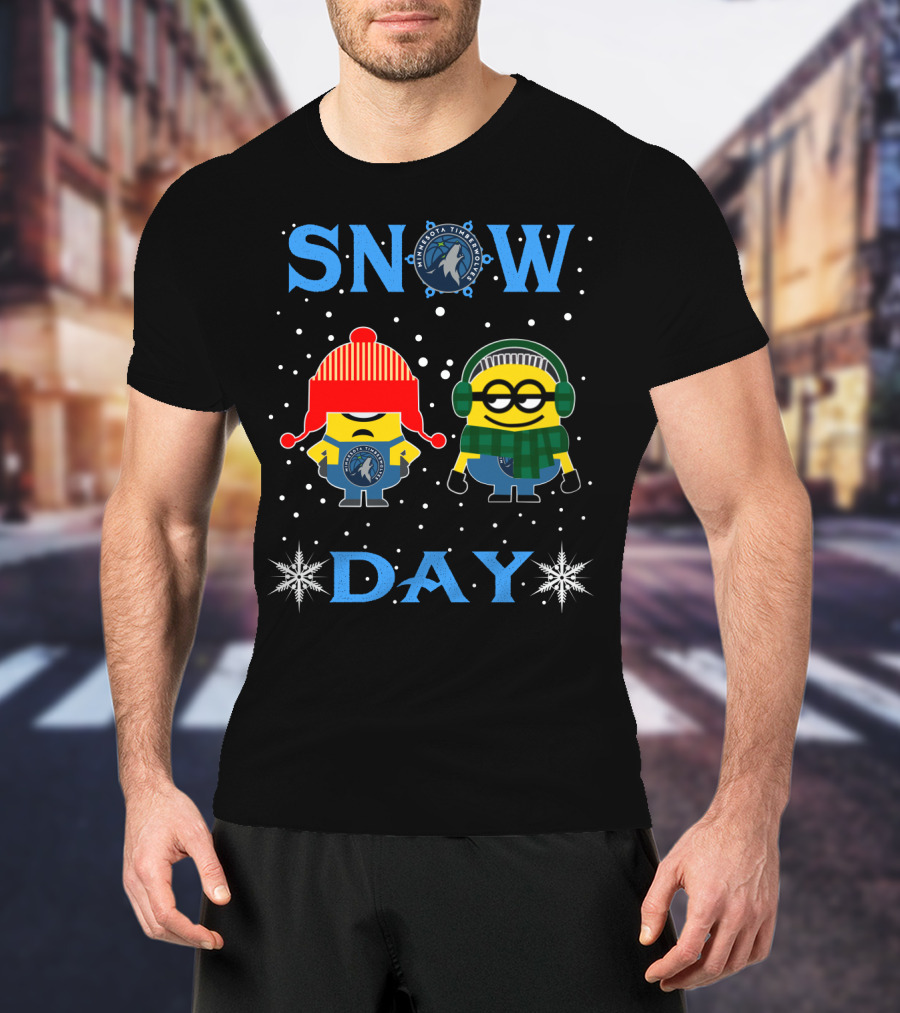 Minnesota Timberwolves Snow Day Vs Minion Winter Fun T-Shirt