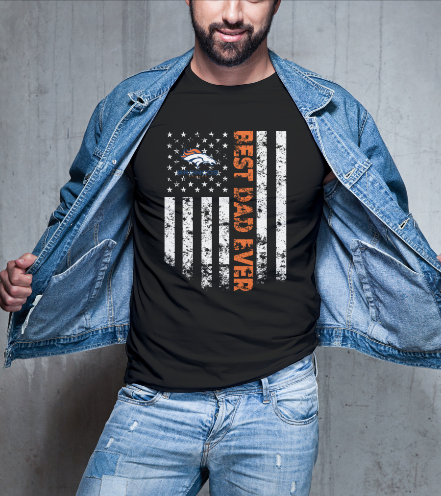 Best Denver Broncos Dad Ever Flag T-Shirt