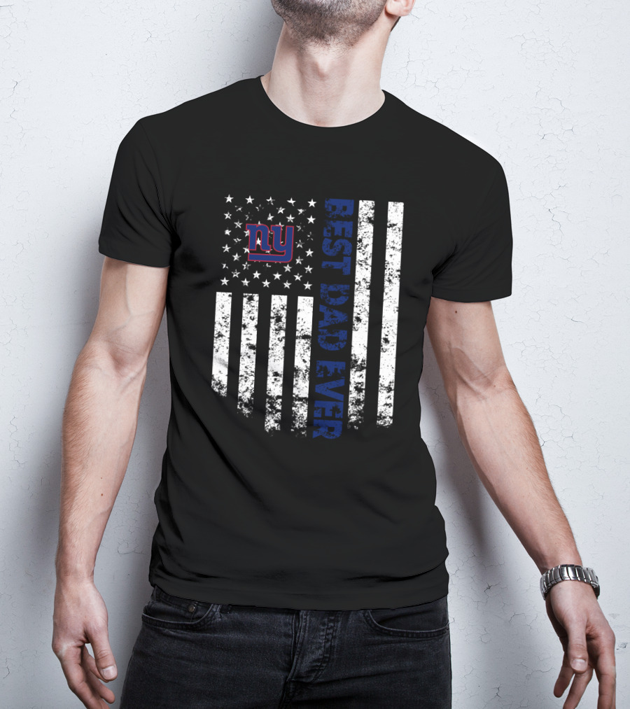 Best New York Giants Dad Ever American Flag T-Shirt