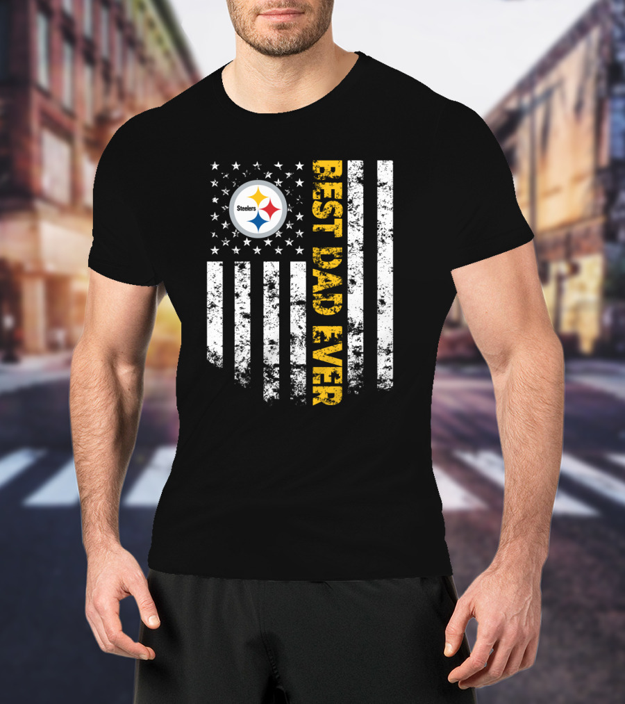 Pittsburgh Steelers Best Dad Ever Flag T-Shirt