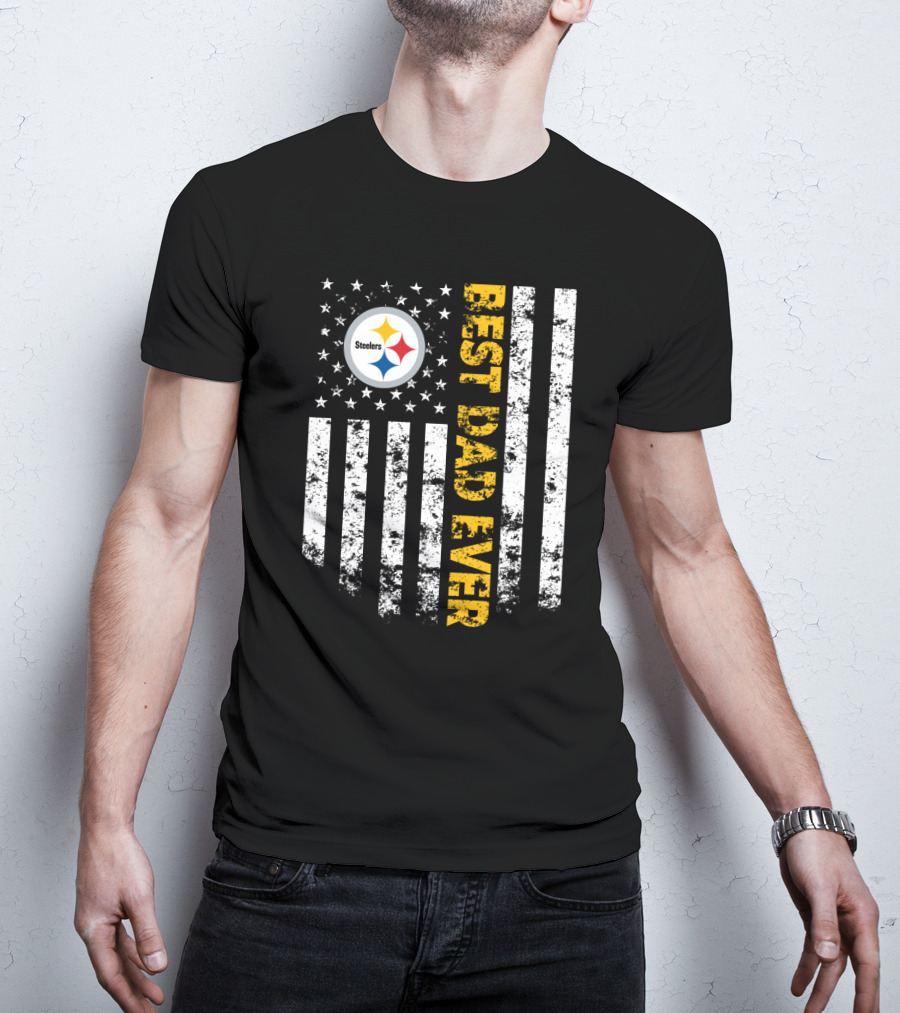 Pittsburgh Steelers Best Dad Ever Flag T-Shirt