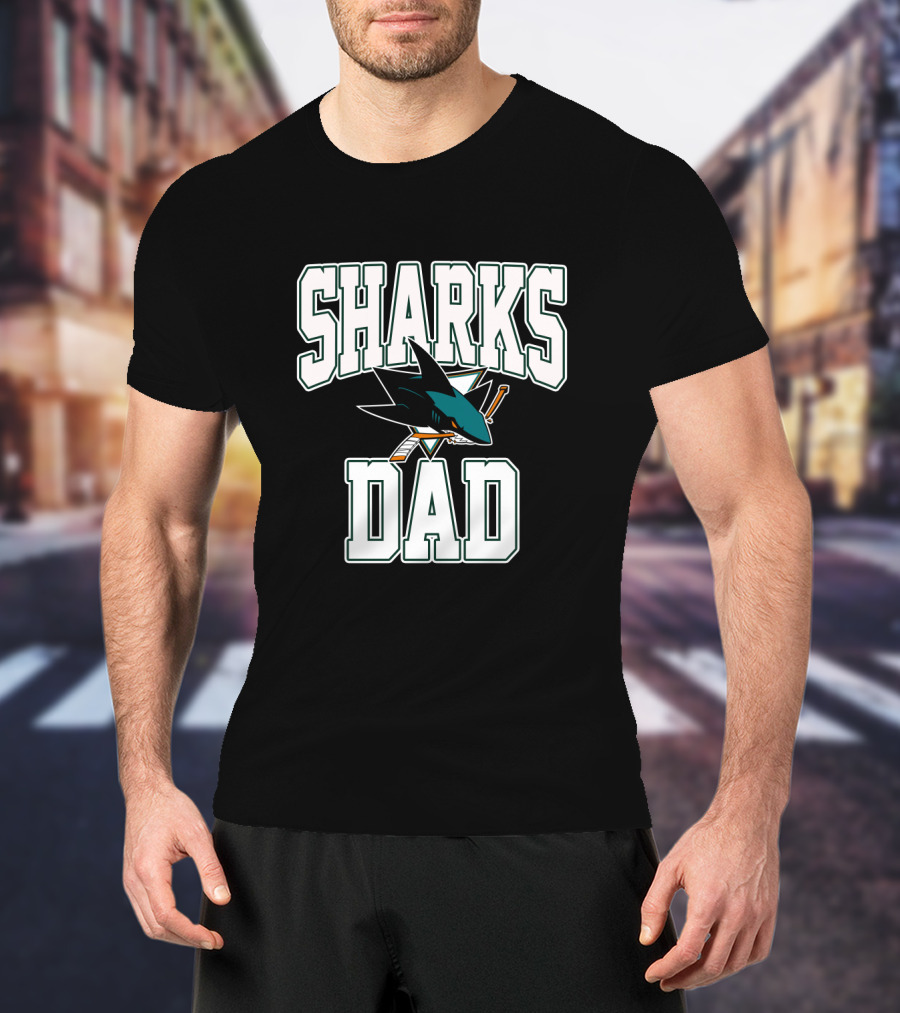 San Jose Sharks Dad Bold Text With Iconic Shark T-Shirt