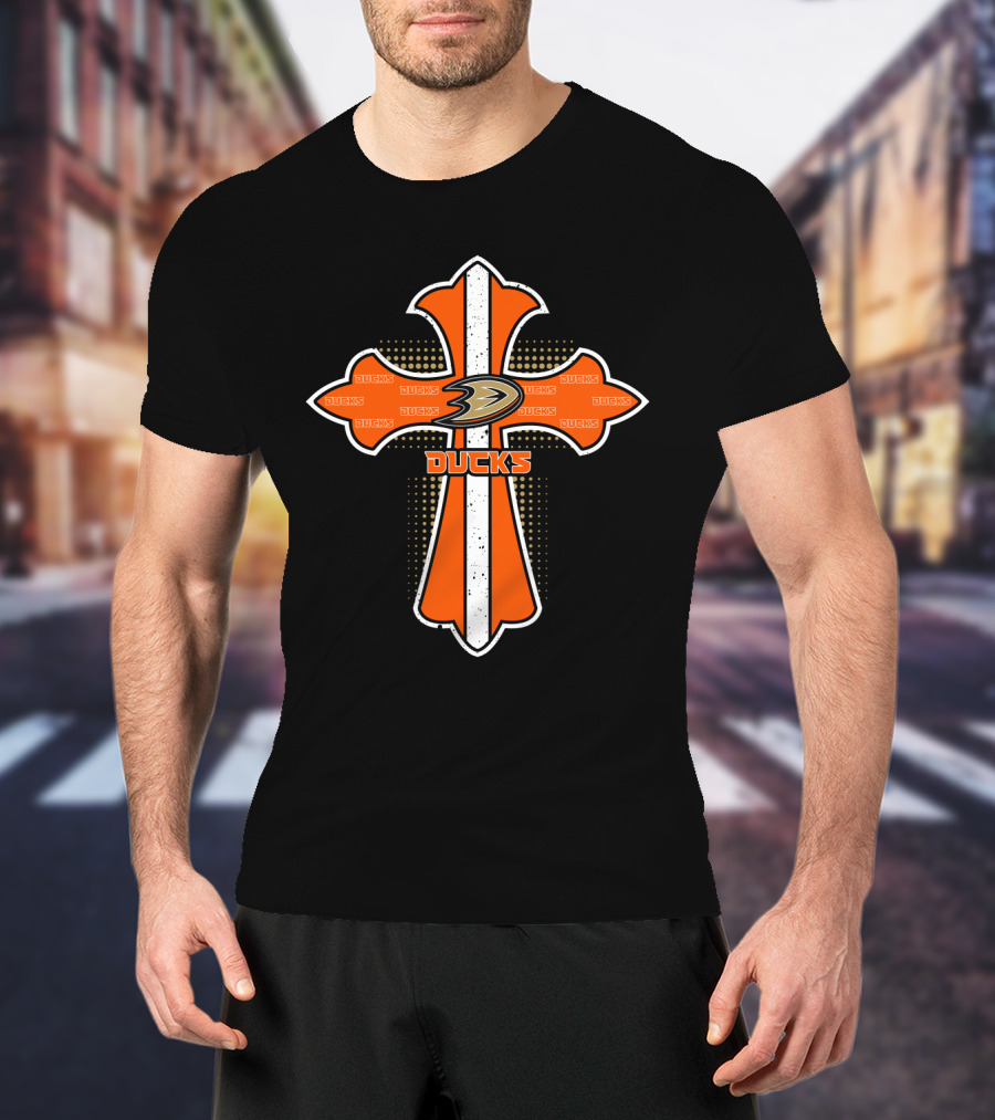 Anaheim Ducks Cross For Fans And Jesus Faith Symbols T-Shirt