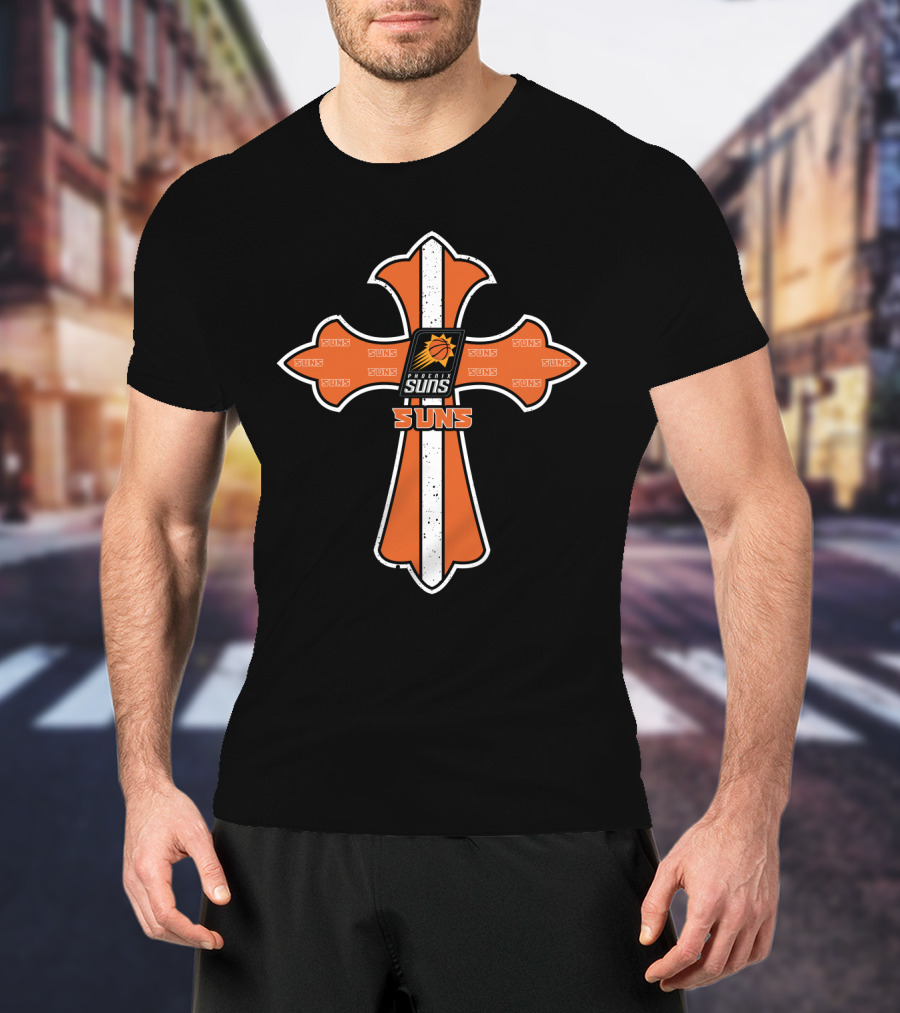 Cross Featuring Phoenix Suns Logo And Text For Jesus And Fans T-Shirt