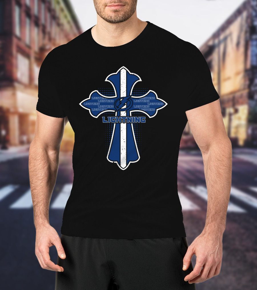Cross Featuring Jesus And Tampa Bay Lightning Fans Symbol Lightning T-Shirt