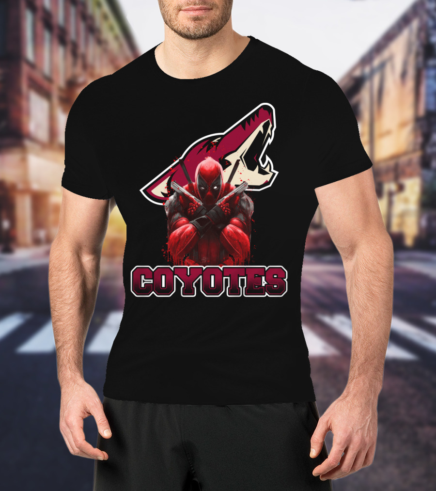 Arizona Coyotes Deadpool Logo Crossover T-Shirt