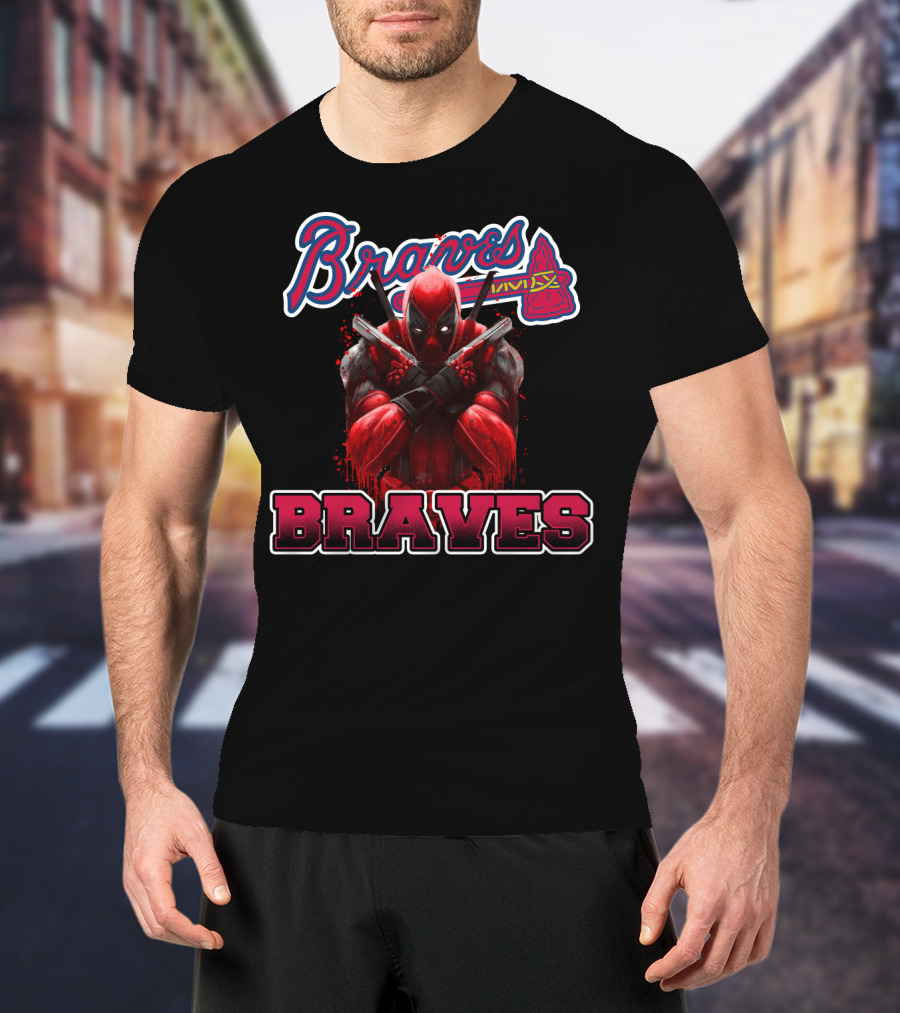 Braves Logo With Deadpool Crossover For Atlanta Braves And Marvel Fans T-Shirt