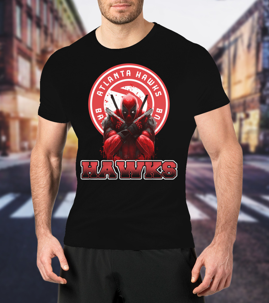 Atlanta Hawks Deadpool Logo Crossover Fan T-Shirt