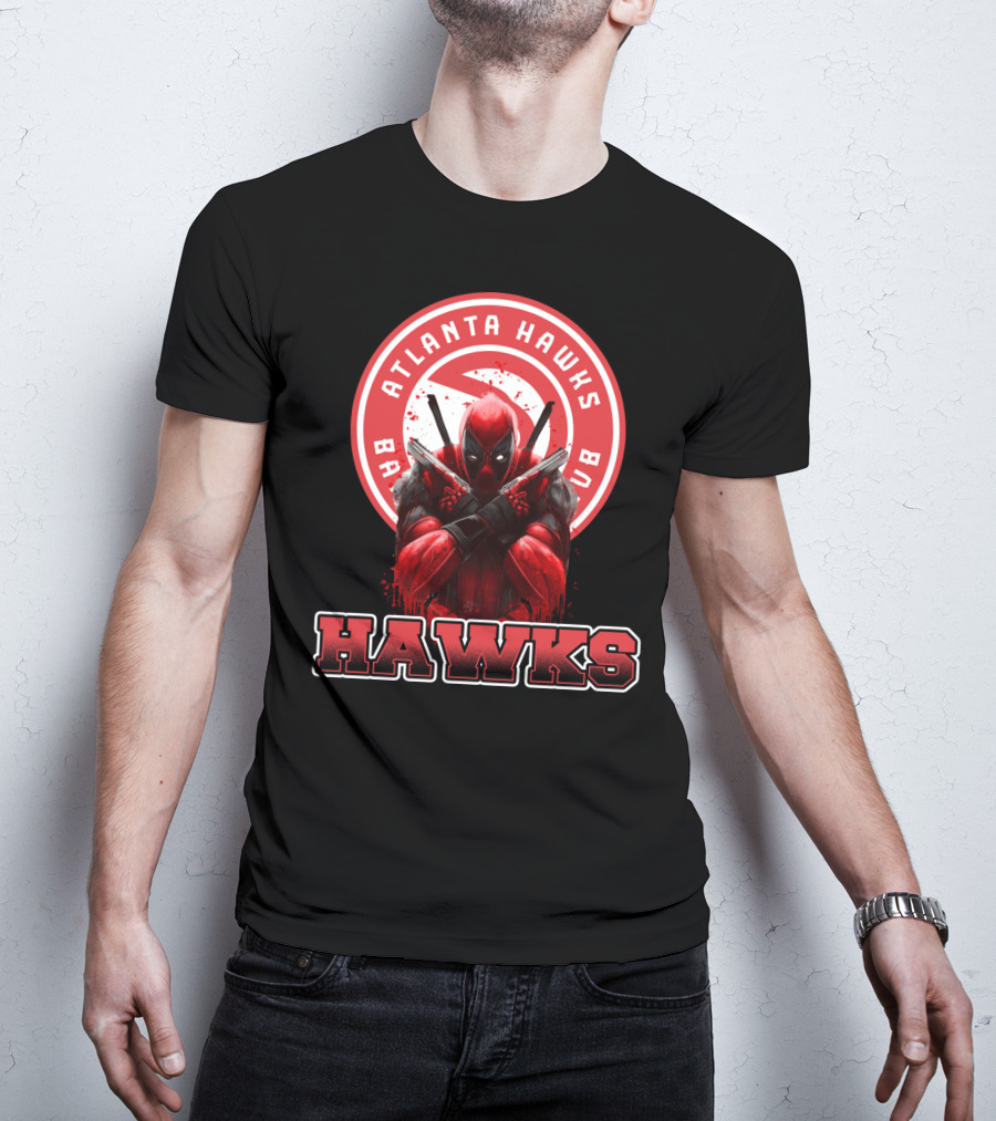 Atlanta Hawks Deadpool Logo Crossover Fan T-Shirt
