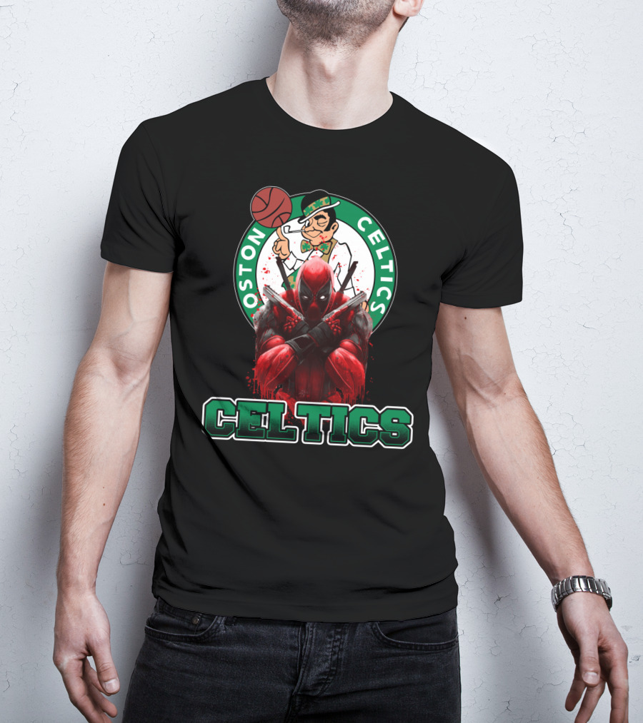 Boston Celtics Deadpool Mashup Crossover Fan T-Shirt