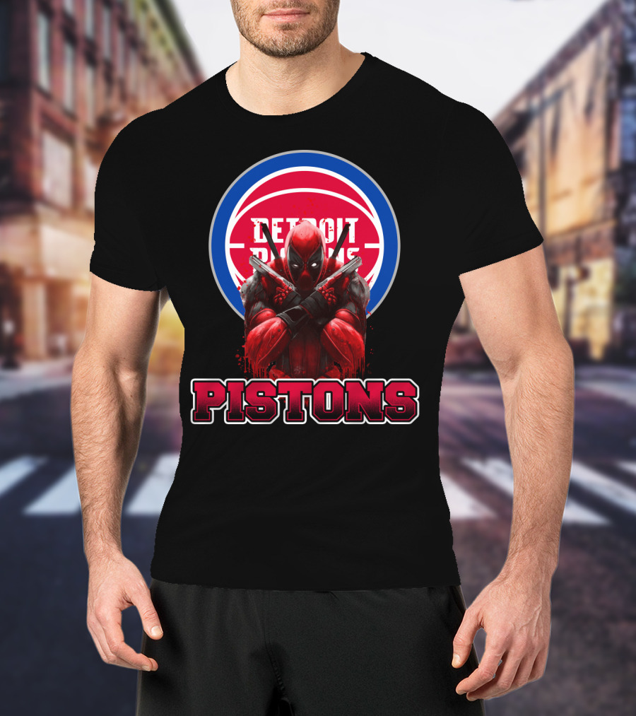 Detroit Pistons Deadpool Mashup Fan Merchandise T-Shirt