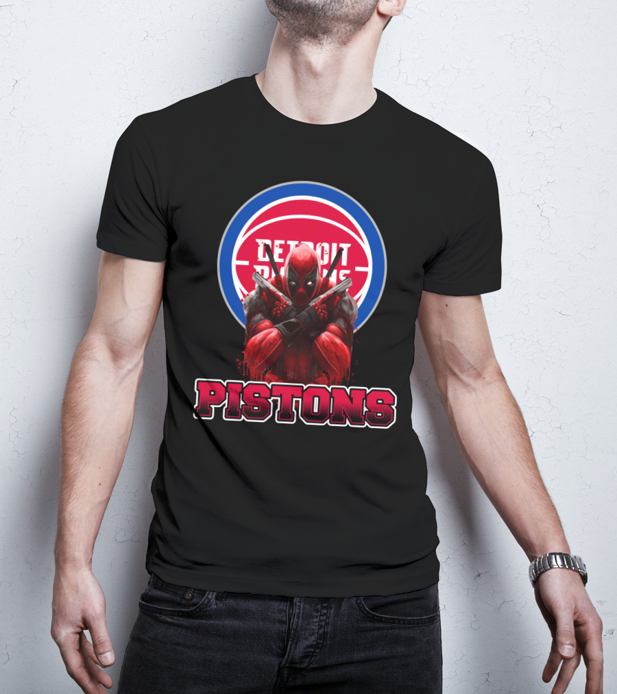 Detroit Pistons Deadpool Mashup Fan Merchandise T-Shirt