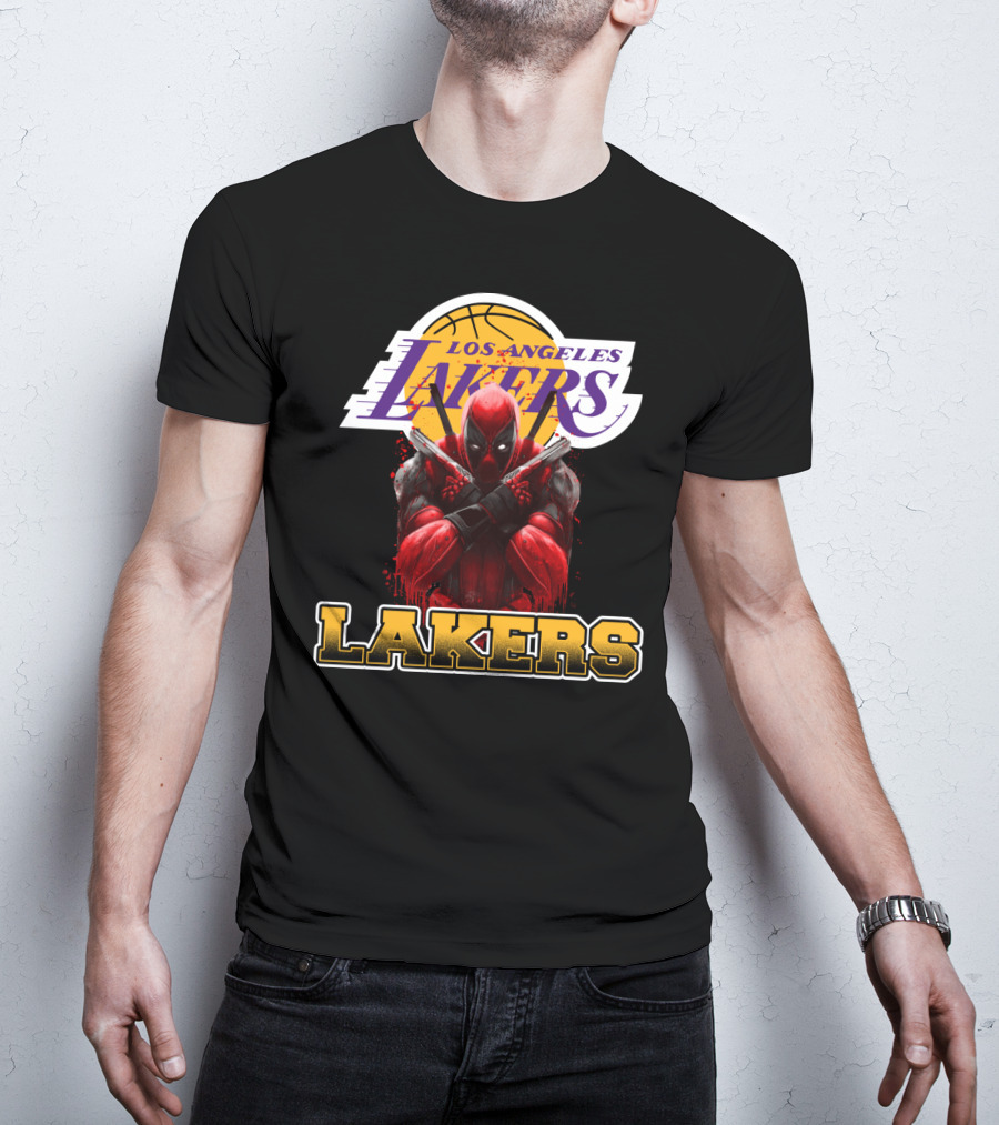 Deadpool In Los Angeles Lakers Colors With Logo Elements T-Shirt