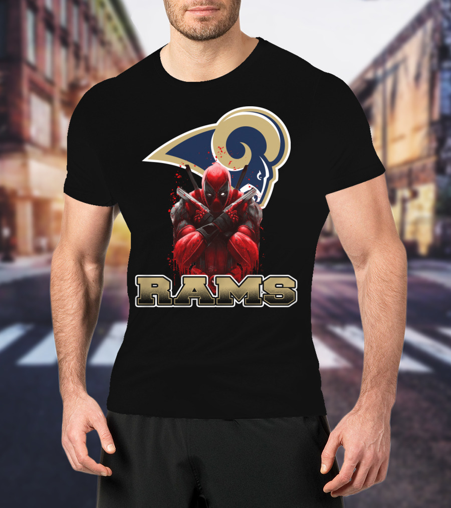 Rams And Deadpool Crossover With Los Angeles NFL T-Shirt