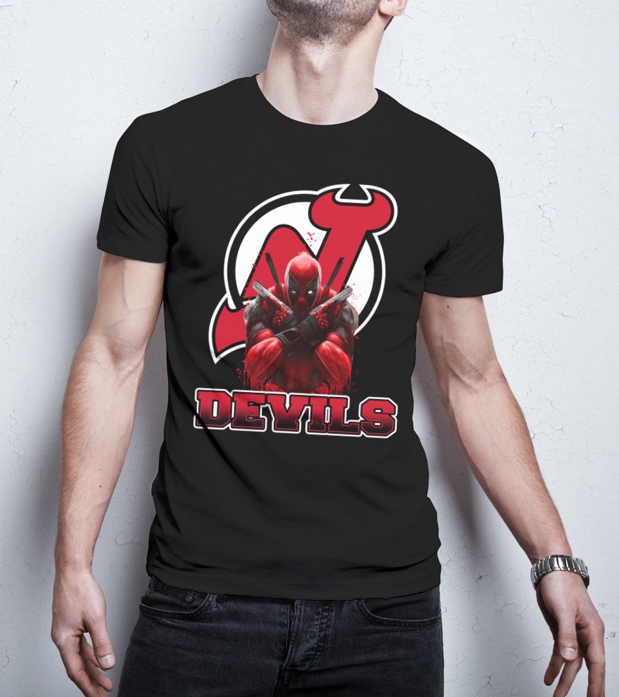 New Jersey Devils And Deadpool Crossover Fans Enthusiast Combo T-Shirt