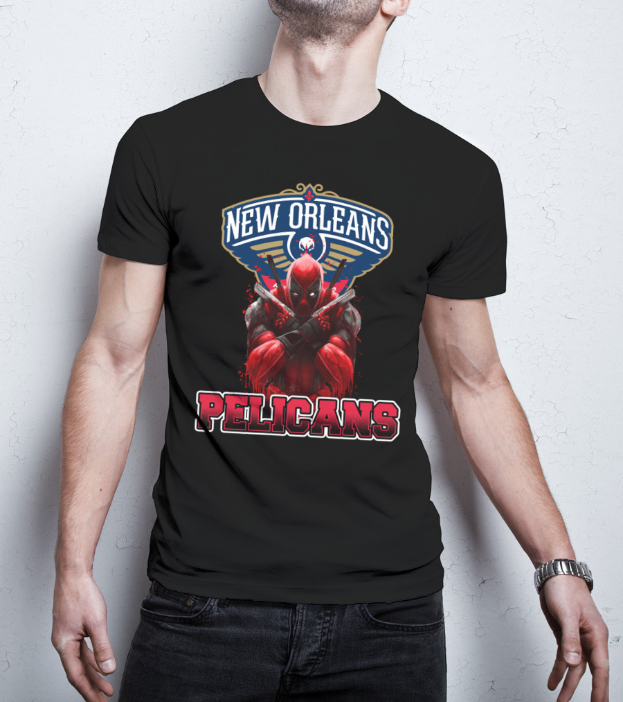 New Orleans Pelicans Deadpool Crossover Fans NBA Marvel Collaboration T-Shirt