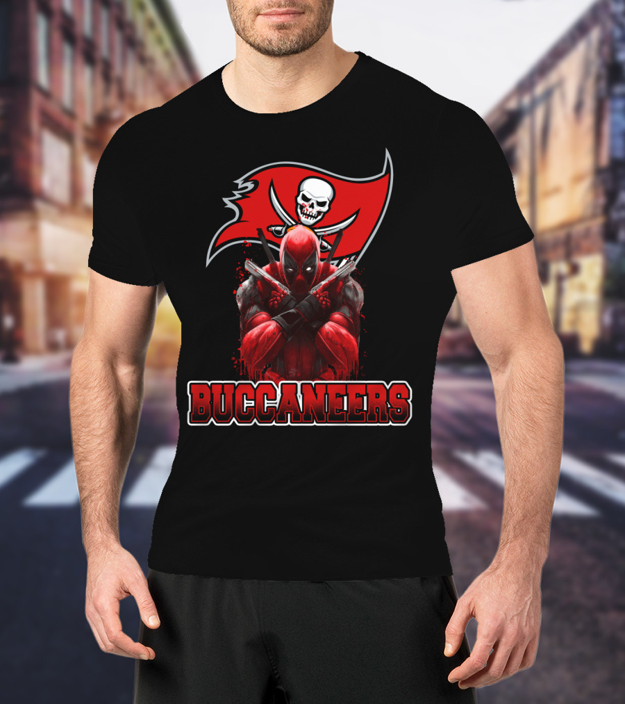 Tampa Bay Buccaneers Deadpool Crossover Fans NFL Football Marvel Comics T-Shirt