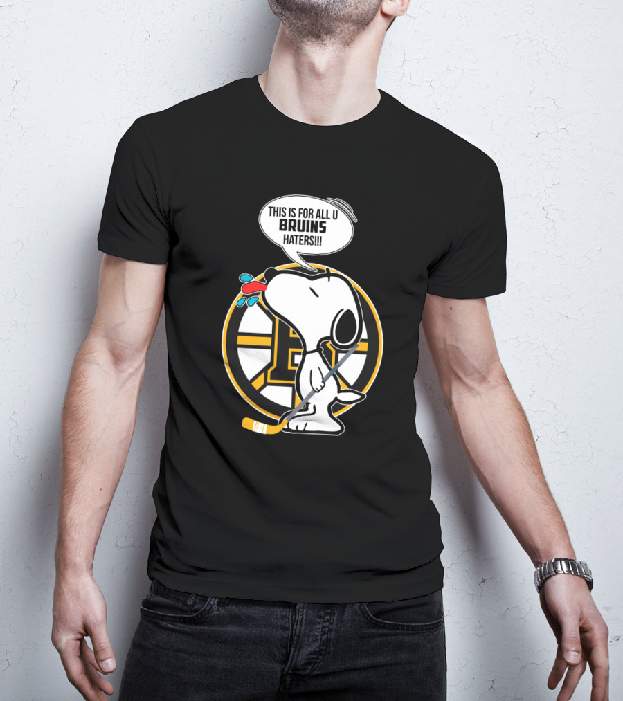 Snoopy Boston Bruins Haters Message With Hockey Stick T-Shirt