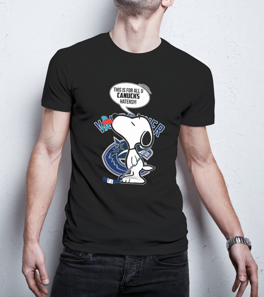 Snoopy Canucks Fans Tongue Out Speech Bubble Vancouver Hockey T-Shirt