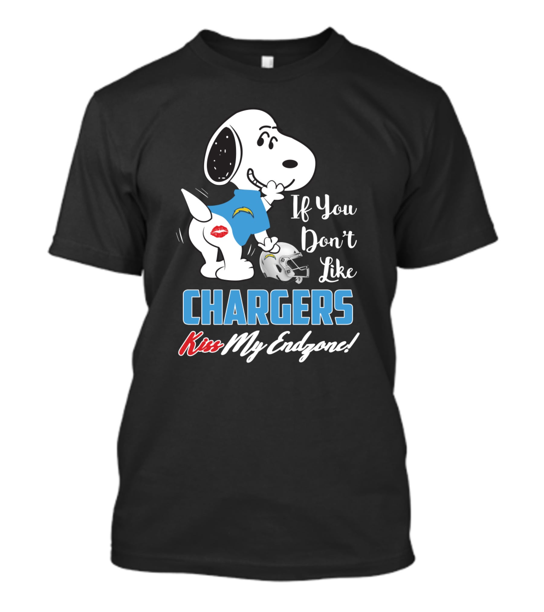 Snoopy Los Angeles Chargers If You Don't Like Chargers Kiss My Endzone T-Shirt