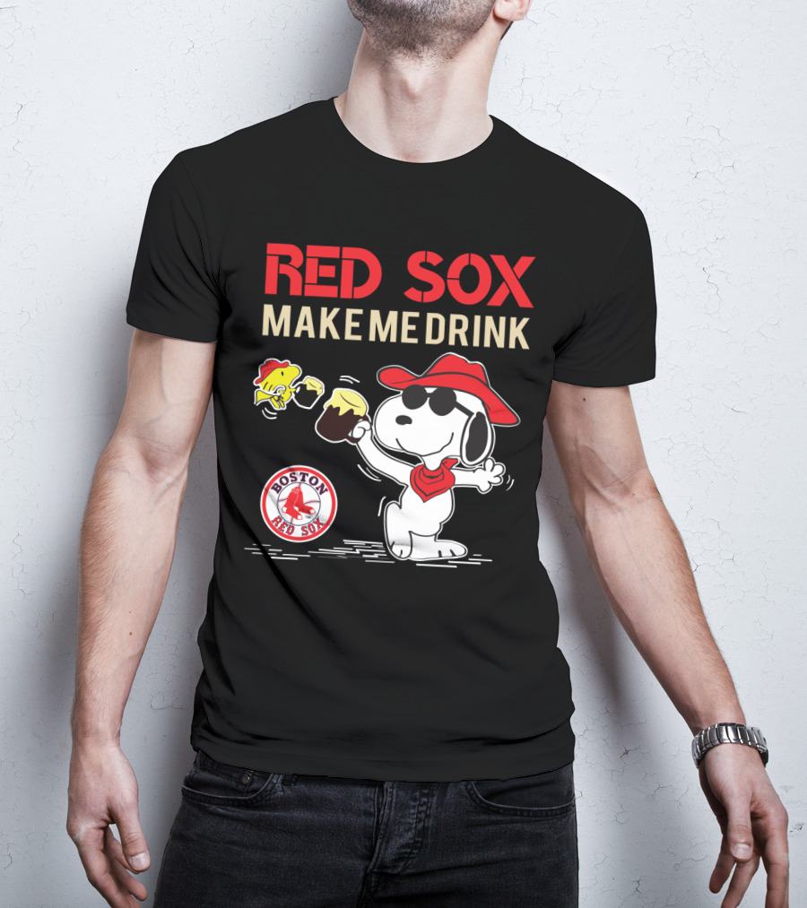 Red Sox Make Me Drink Snoopy Boston Red Sox Fans T-Shirt