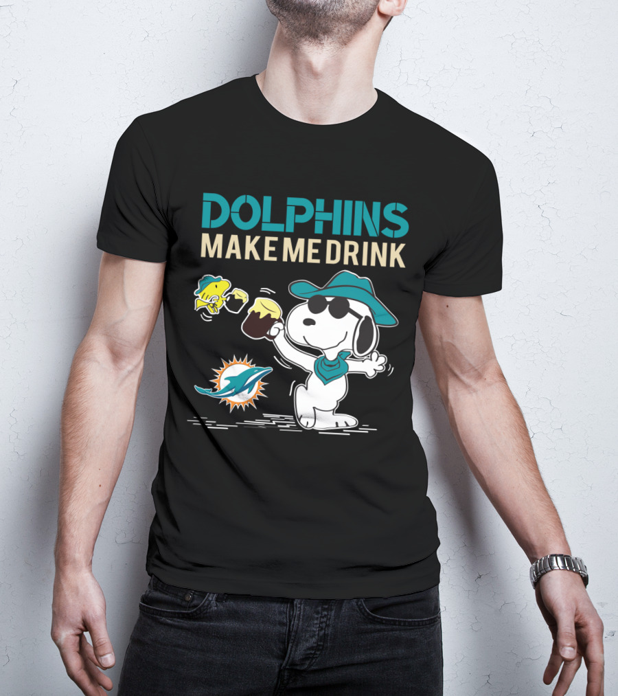 Dolphins Make Me Drink Snoopy Miami Dolphins Fans T-Shirt