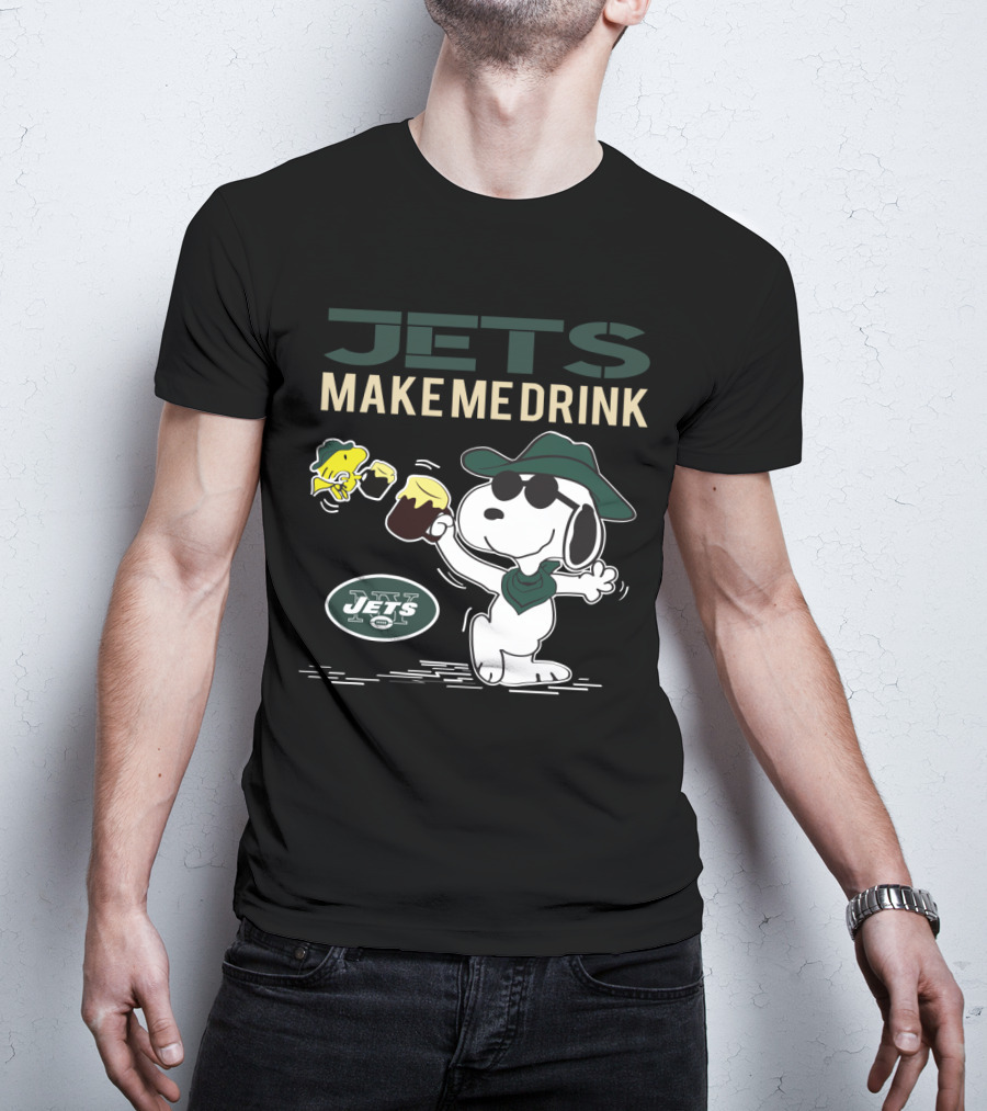 Jets Make Me Drink Snoopy And Woodstock New York Fans T-Shirt