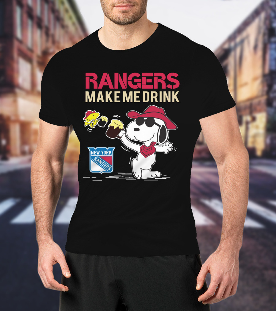 Rangers Make Me Drink Snoopy Celebrates New York Rangers Fans T-Shirt
