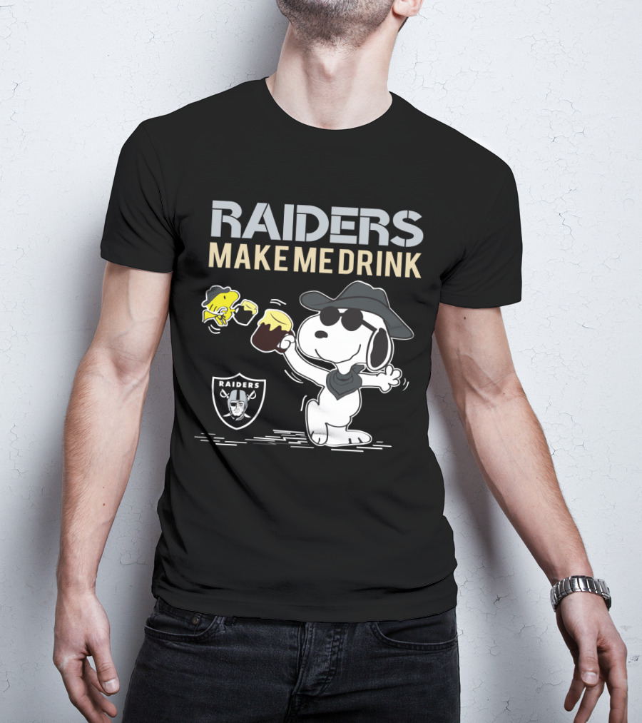 Snoopy Raiders Make Me Drink Oakland Raiders Fans T-Shirt