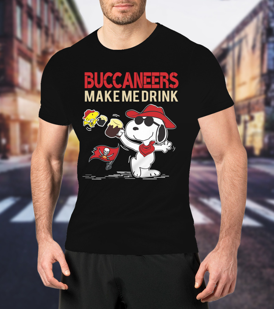 Buccaneers Make Me Drink Snoopy Peanuts Tampa Bay Fans T-Shirt