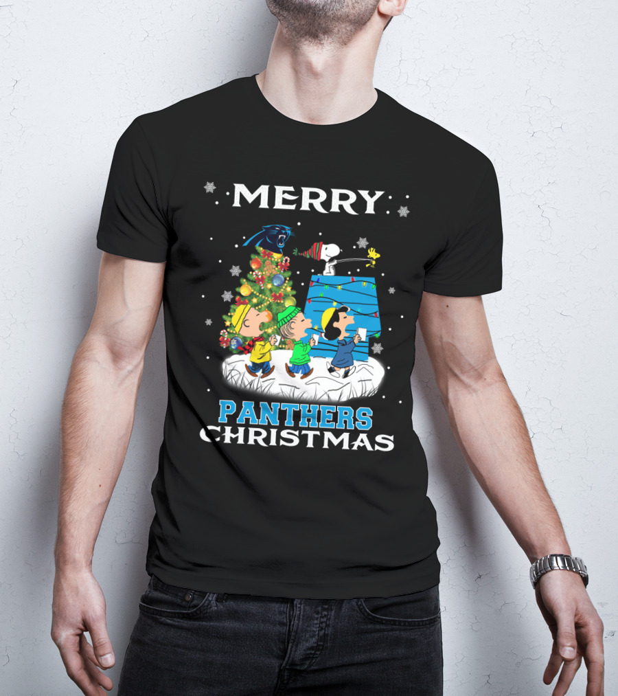 Merry Carolina Panthers Christmas Snoopy Peanuts Fans T-Shirt