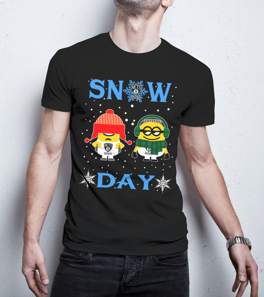 Brooklyn Nets Minions Snow Day Celebration T-Shirt