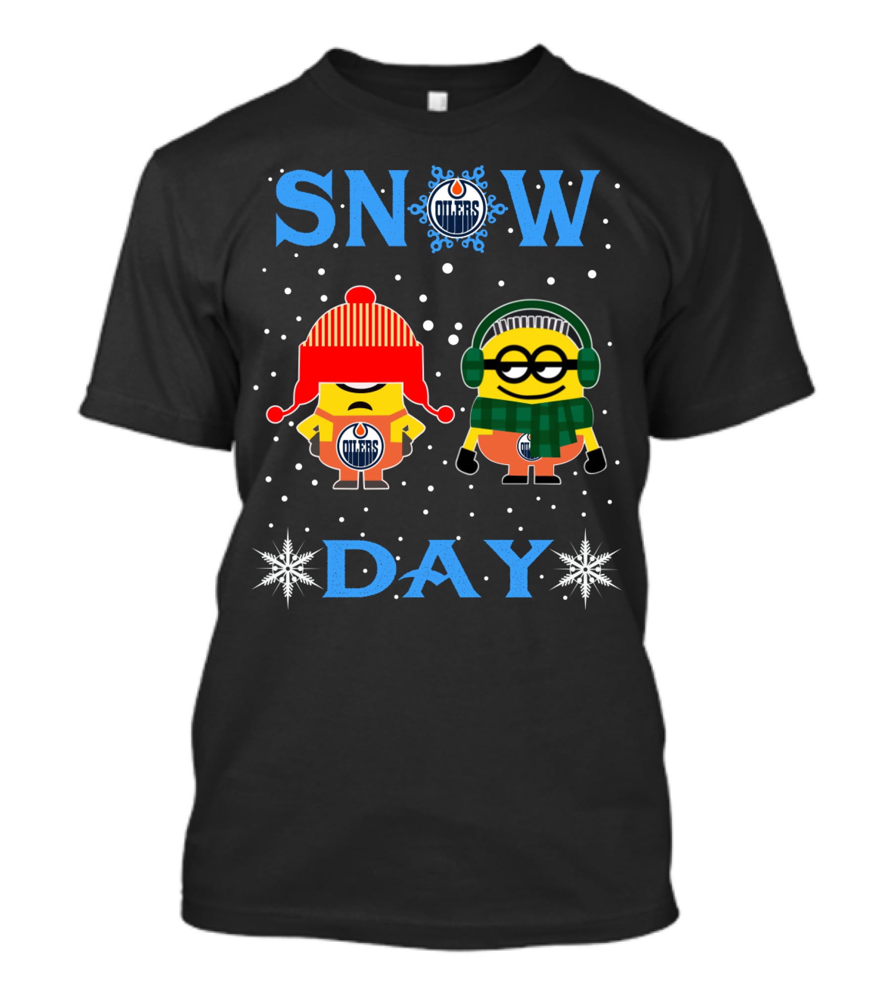 Snow Day With Edmonton Oilers Minion Characters T-Shirt