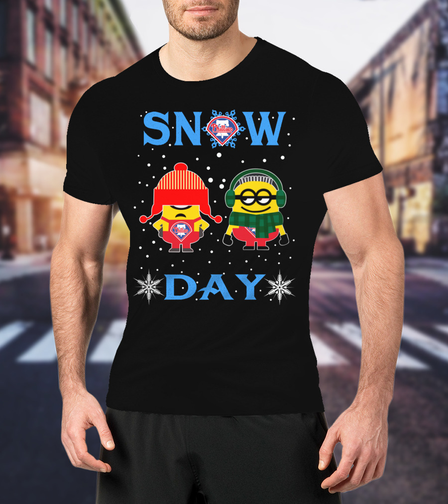 Snow Day Featuring Philadelphia Phillies Logo And Winter Minions T-Shirt