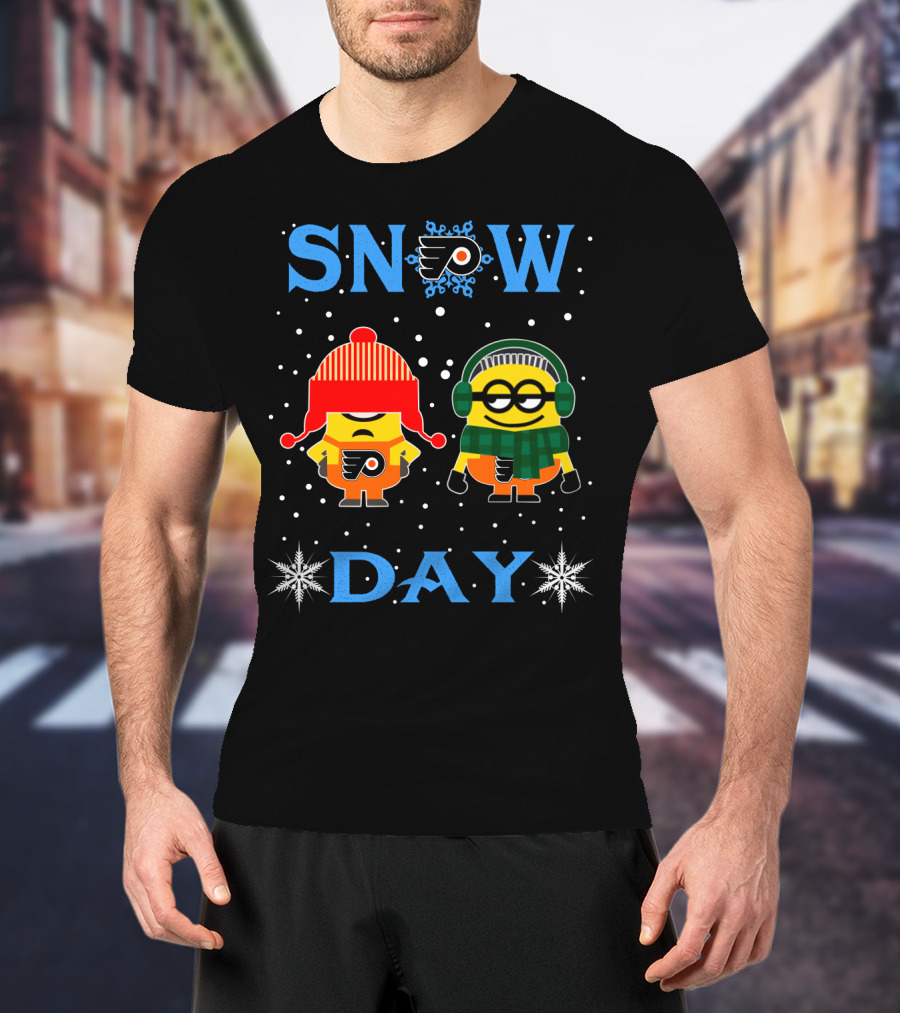 Philadelphia Flyers Snow Day With Minion Characters And Hockey T-Shirt