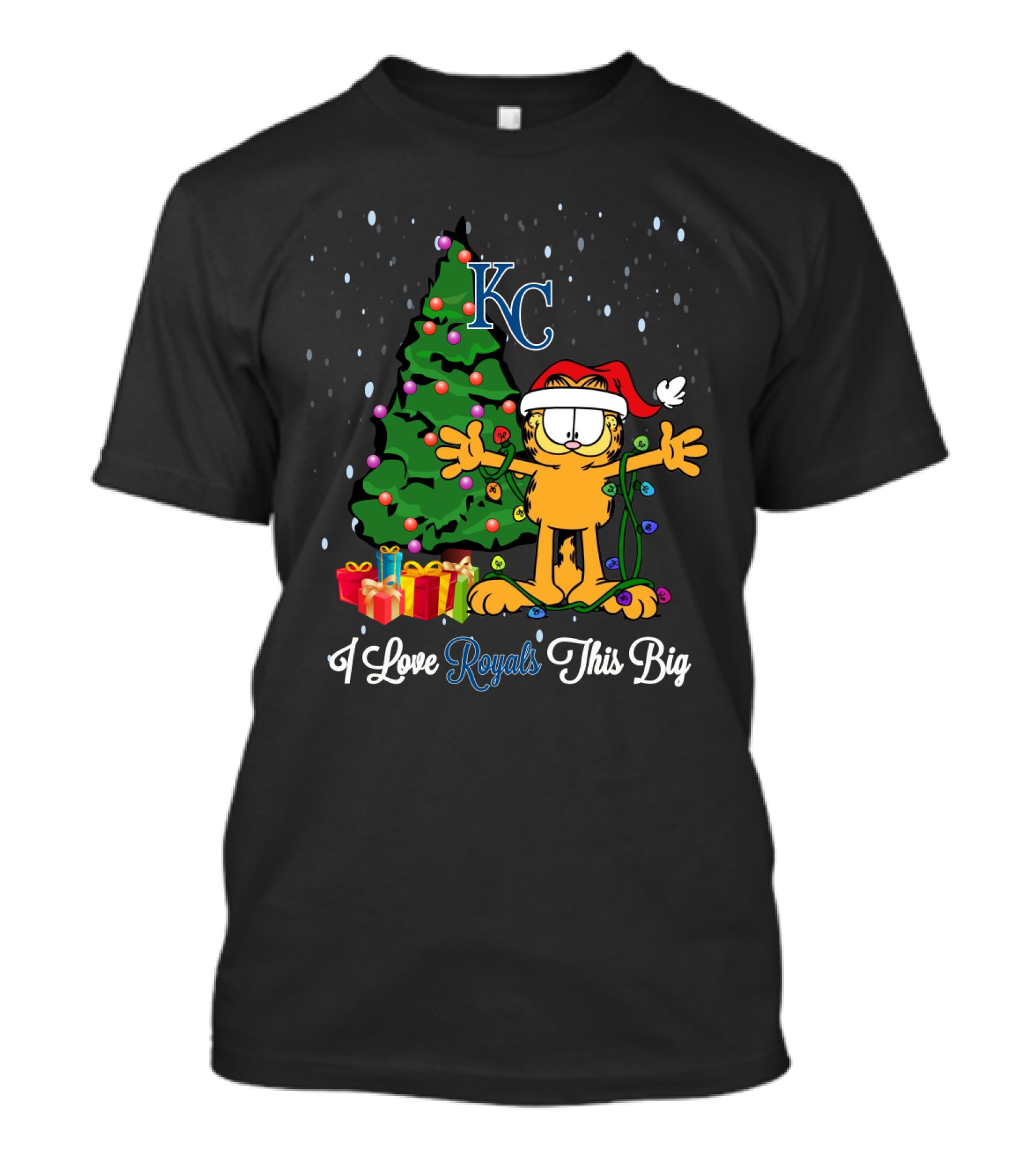 Christmas Garfield Loves Kansas City Royals KC Tree T-Shirt