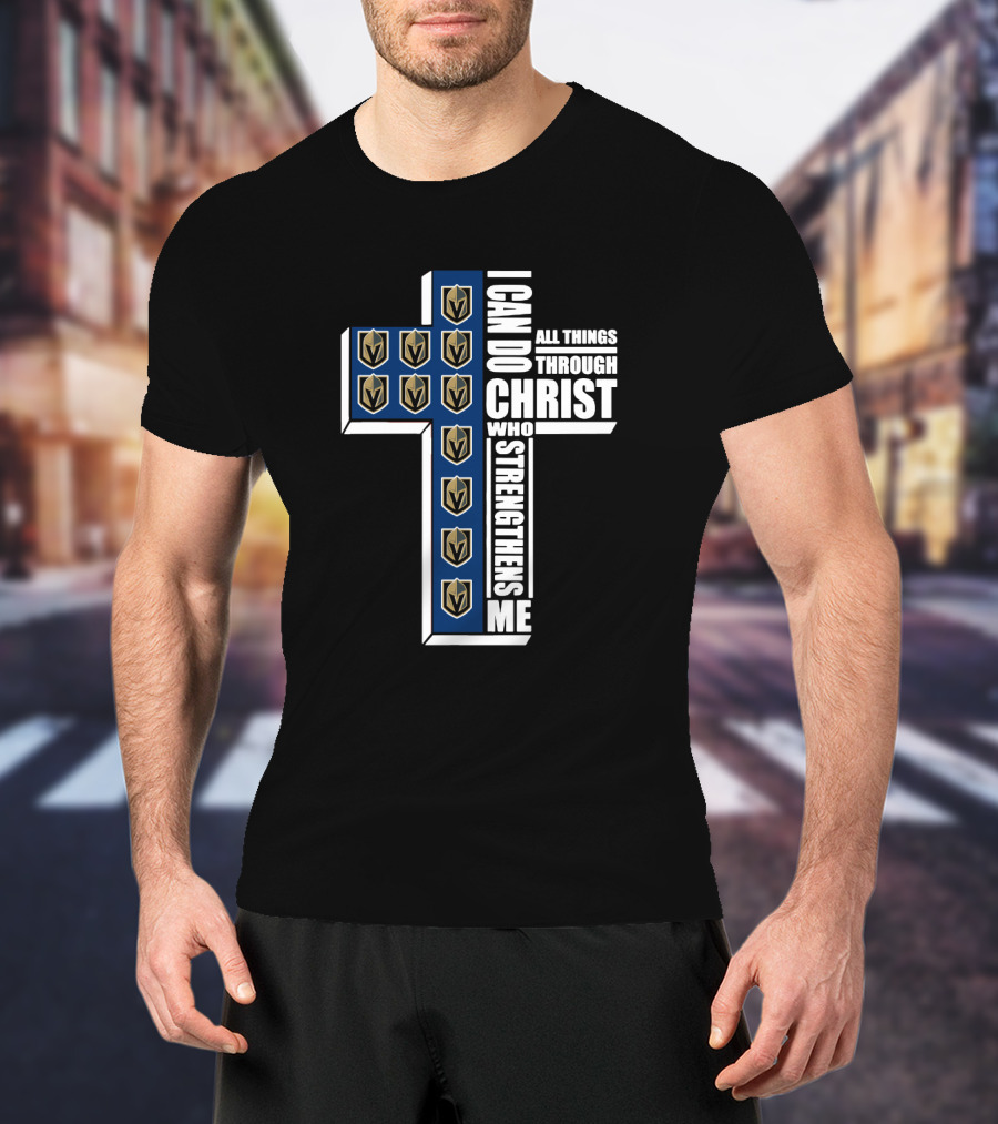 I Can Do All Things Through Christ With Strengthens Me Knights Shield Cross T-Shirt