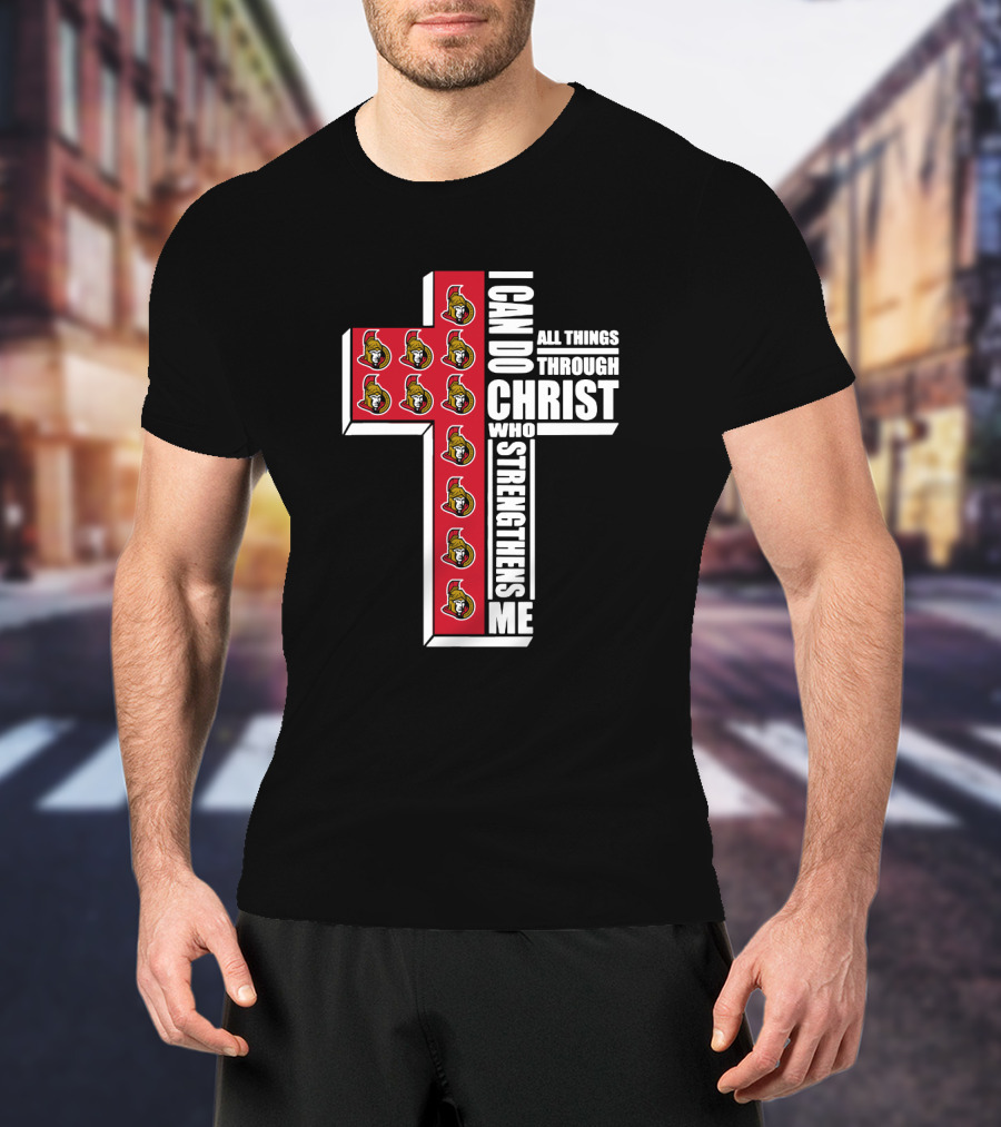 Senators I Can Do All Things Through Christ Logos Cross T-Shirt